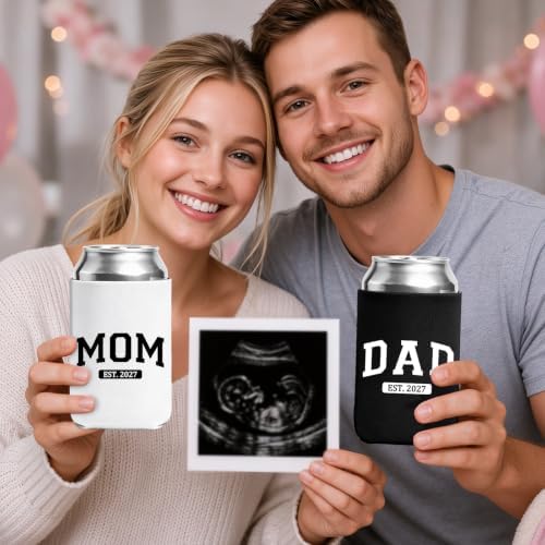 Mom and Dad 2027 Can Coolers Set of 2, New Parents Gifts for Couples