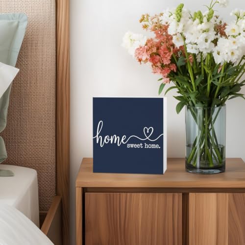 Wood Box Sign Home Sweet Home Square Boxes Sgin Desk Decor Decorative