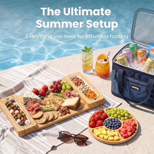 SMIRLY Bamboo Charcuterie Board Set with Serving Accessories