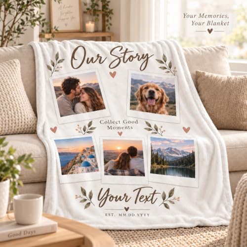 Custom Photo Blanket for Couples Family Pet, Anniversary Birthday Gift
