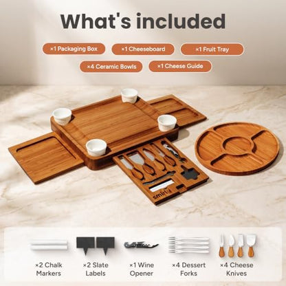 SMIRLY Charcuterie Boards Set, Large Cheese Board Set, Carbonized