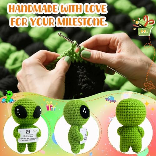 21st Birthday Gifts – Handmade Crochet Alien Plush with Funny Legal