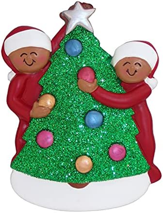 Personalized Our First Christmas Ornament 2026, Black Couple Red