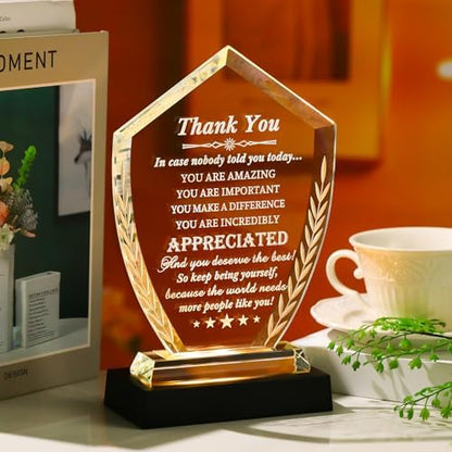 Movdyka Thank You Gift for Women Men, Engraved Crystal Appreciation