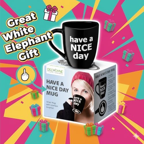 Decodyne Funny Coffee Mug, Gag White Elephant Gifts for Adults and