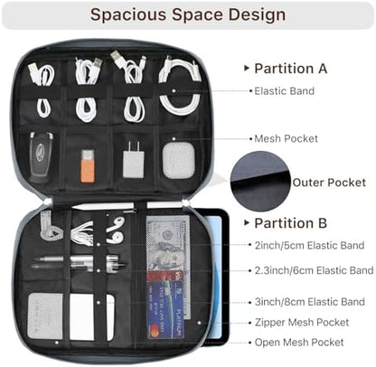 Dadanism Electronics Travel Organizer Case, Double Layers Cord