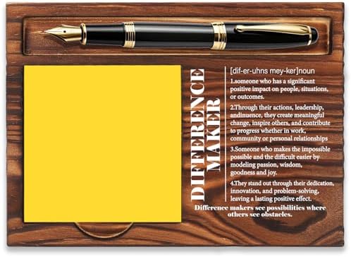 FOUGSTA Difference Maker Wooden Note Pen Holder, Appreciation Gift for