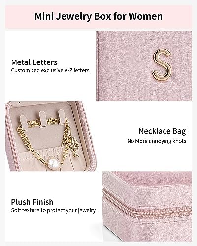 VLANDO Travel Jewelry Organizer, Letter A Design with Earring Panel