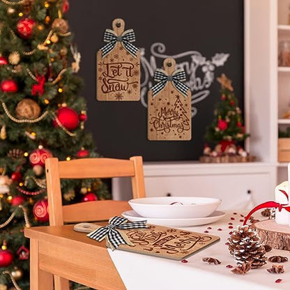 Umigy 3 Pcs Merry Christmas Decorative Wood Cutting Board Let It Snow