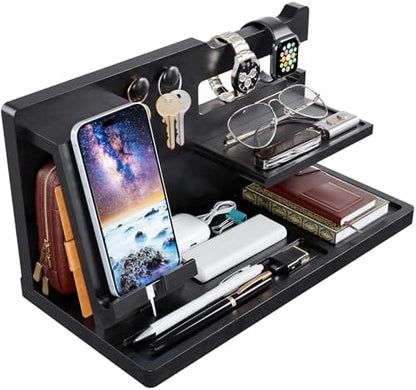 Wood Phone Docking Station, Nightstand Organizer, Birthday Gifts for
