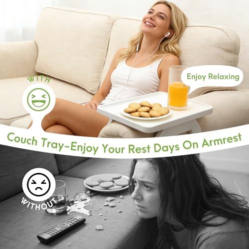 SINWANT Couch Arm Table,Bamboo Couch Arm Tray Clip on Sofa