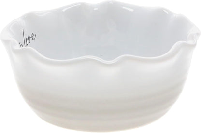 Pavilion Gift Company - Served With Love - 4.5" Ceramic Bowl With Bamboo Serving Spoon Neutral Ombre Kitchen Serveware Housewarming Gift Hostest Host Present