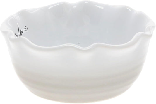 Pavilion Gift Company - Served With Love - 4.5" Ceramic Bowl With Bamboo Serving Spoon Neutral Ombre Kitchen Serveware Housewarming Gift Hostest Host Present