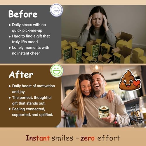 Positive Poo Jar, 60 Funny Affirmation Cards, Gag Gift for Women
