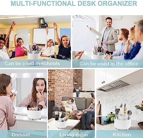 Cayxenful Pencil Holder For Desk,5 Slots 360°Degree Rotating Desk