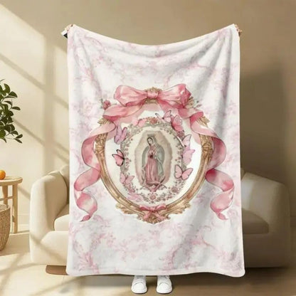 Virgin Mary Our Lady of Guadalupe Flannel Throw Blanket, Soft Plush