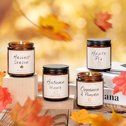 Auelife Fall Candle Set | 4 Pack Scented Candles for Home - Candle