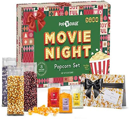 Movie Night Christmas Gifts - Holiday Popcorn Gift Baskets Gift Sets