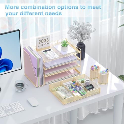 gianotter Desk Organizers and Accessories with File Holder, 4-Tier