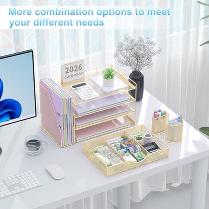 gianotter Desk Organizers and Accessories with File Holder, 4-Tier