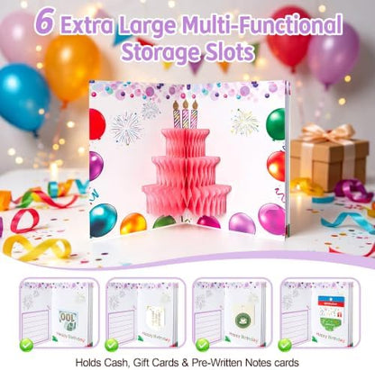 Happy Birthday Gift Card Book, Cash Money Gifts Cards Booklet -White
