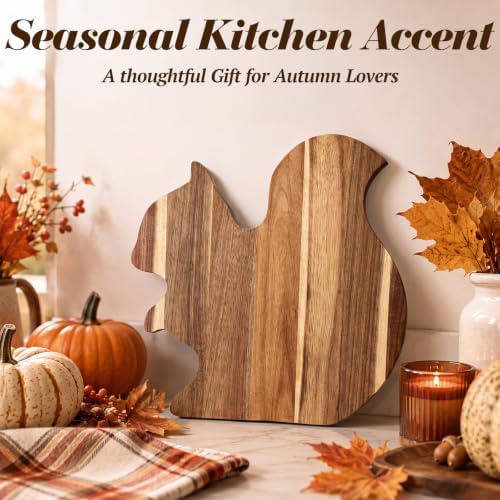 Novabright Fall Squirrel Shaped Cutting Board Acacia Wooden Serving