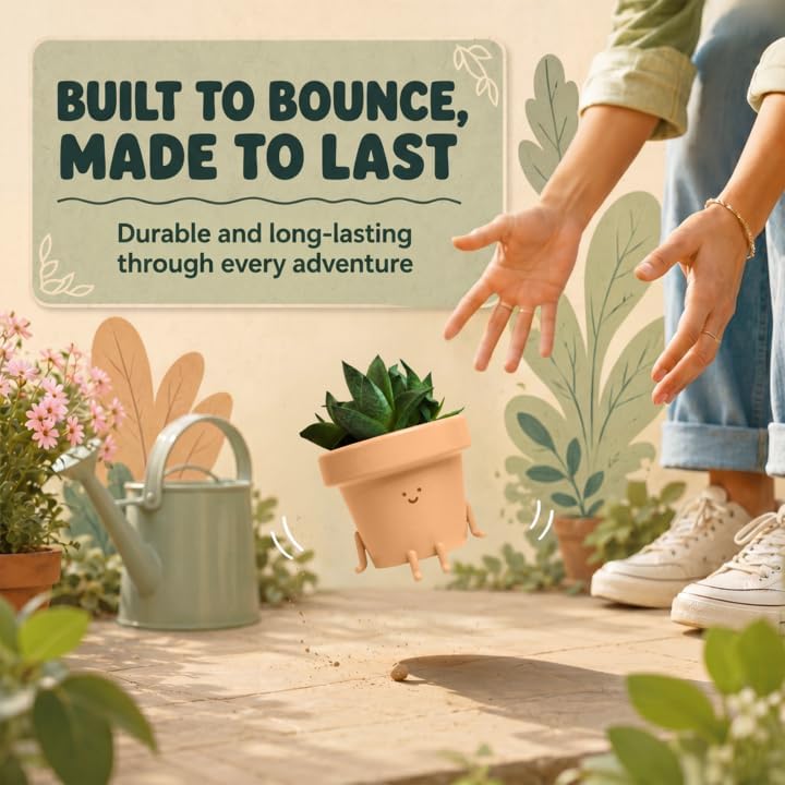 Original Earthlings Sitting Small Plant Pot, Cute Pots for Plants