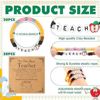 Landical 20 Set End of Year Teacher Gifts Pencil Bracelets