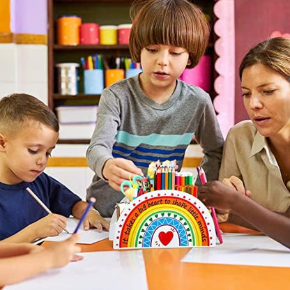 Funrous Wooden Rainbow Pencil Holder Cute Desk Pencil Organizer