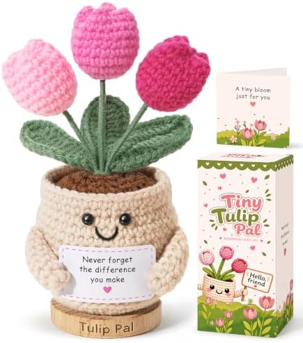 INSPRING Thank You Gifts for Women, Emotional Support Crochet Tulips