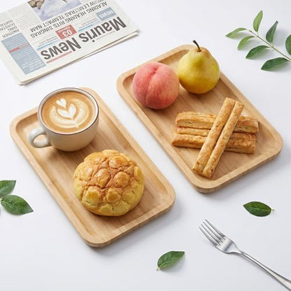 6 Pcs Bamboo Vanity Tray Set for Counter, Natural Bamboo Tray for