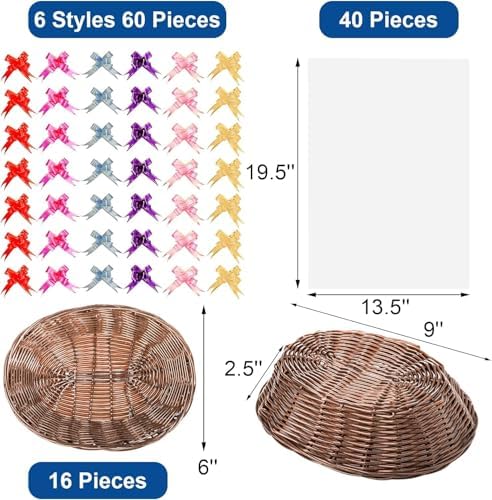 Yesland 16 Pcs Plastic Oval Basket for Gifts Empty, Small Bread Basket