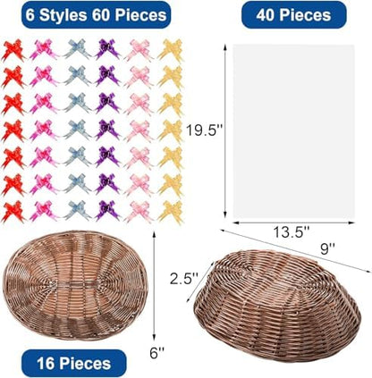 Yesland 16 Pcs Plastic Oval Basket for Gifts Empty, Small Bread Basket