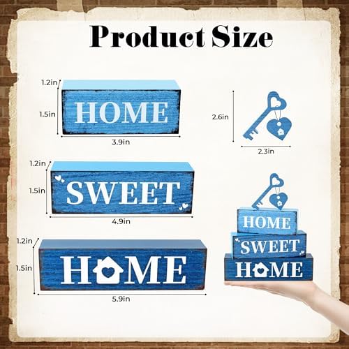 4 Pcs Farmhouse Home Wooden Tiered Tray Decor, Sweet Home Retro Rustic
