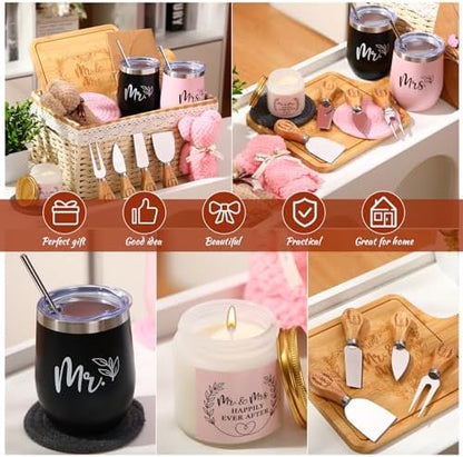 Wedding Gift Basket - 21 Pieces Gifts for Couple Mr and Mrs
