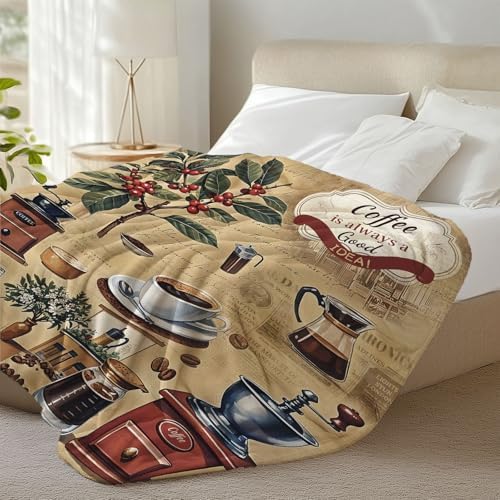 Coffee Gifts Throw Blankets for Women Men, Coffee Lovers Birthday