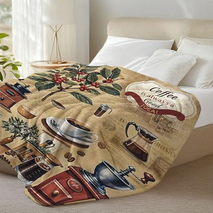 Coffee Gifts Throw Blankets for Women Men, Coffee Lovers Birthday