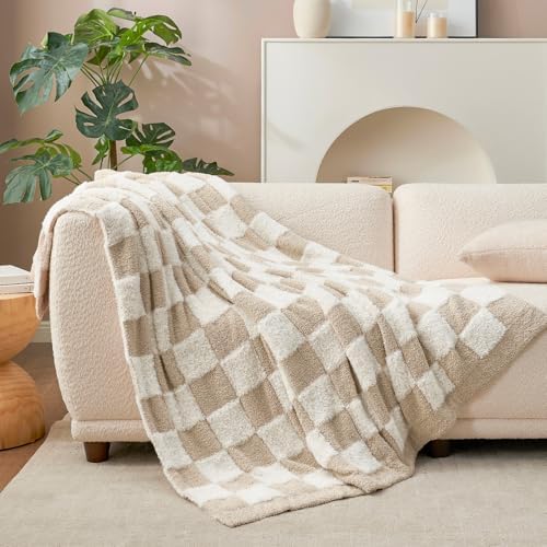 Snuggle Sac Fall Checkered Throw Blanket Faux Fur Microfiber Blankets