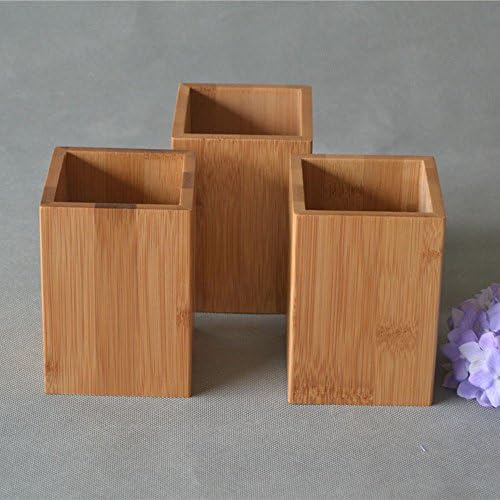 Bamboo Wood Desk Pen Pencil Holder Stand Multi Purpose Use Pencil Cup