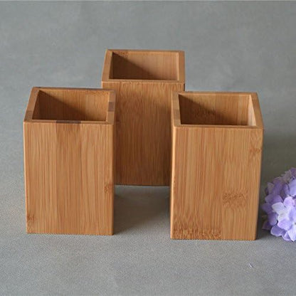 Bamboo Wood Desk Pen Pencil Holder Stand Multi Purpose Use Pencil Cup