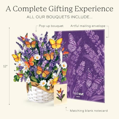 Freshcut Paper Pop Up Cards, Lavender & Butterflies, 12 Inch Life