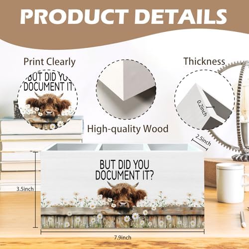 DILSJ Funny Highland Cow Office Pen Pencil Holder Organizer for Desk