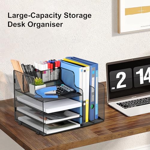 4-Tier Desk Organizer and Accessories with 2 File Holder Storage