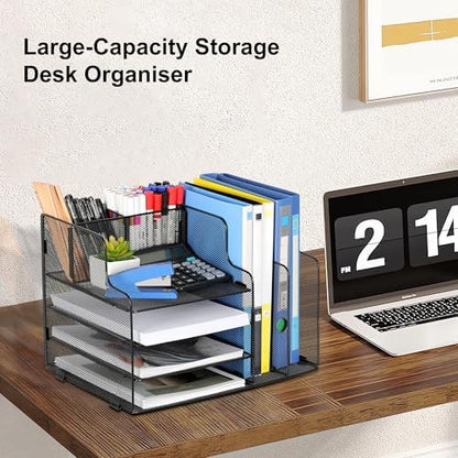 4-Tier Desk Organizer and Accessories with 2 File Holder Storage