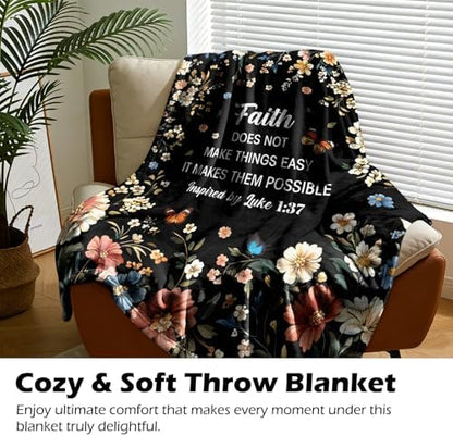 Christian Religious Gifts for Women Faith Throw Blanket 60"x50"