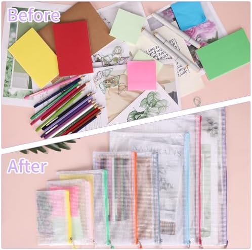 EOOUT 42pcs Mesh Zipper Pouch, 8 Sizes Waterproof Zipper Bags, 17