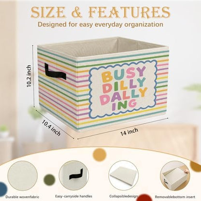 Girls Boys Playroom Foldable Storage Bins with Handles, Busy Dilly