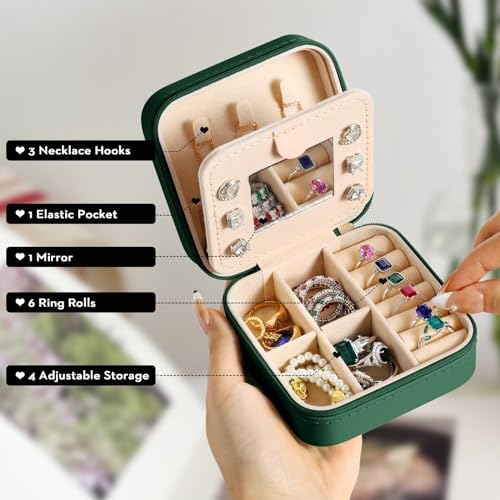 Parima Pink Modern Jewelry Case - Travel Jewelry Box with Mirror, 4