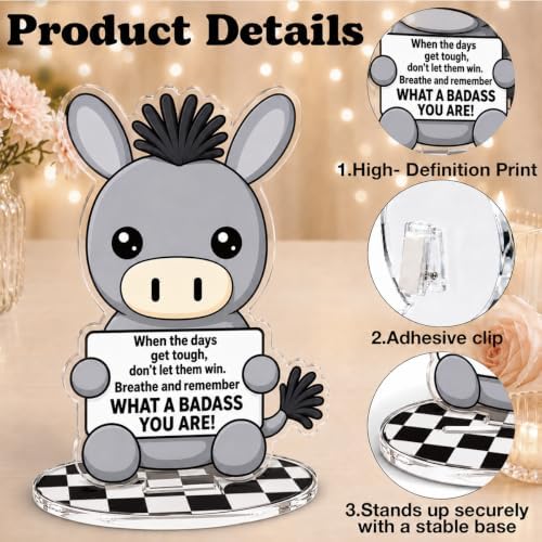 Positive Donkey Office Desk Decor, Cute Photo Holder Motivational