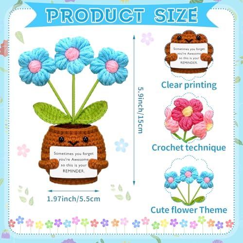 Wavwavw 3 Pcs Thank You Gifts Crochet Flower Employees Appreciation